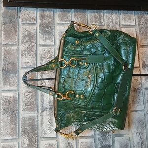 Coach "Ashley" Embossed Leather Croc Satchel - Green (H1275-F20346) - New Withou